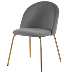 Stol i grå sammet med mässingsfärgade ben
