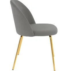 Stol i grå sammet med mässingsfärgade ben