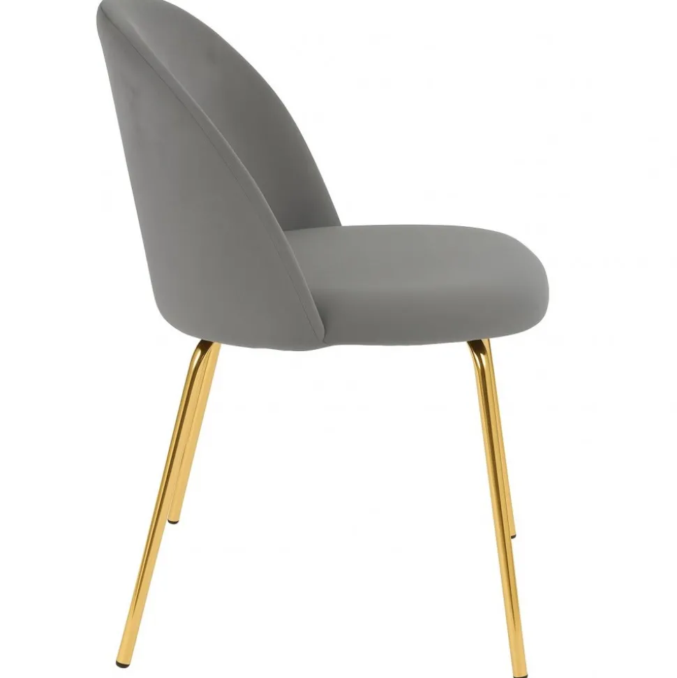 Stol i grå sammet med mässingsfärgade ben