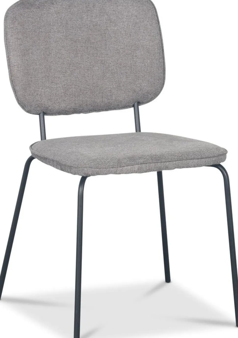 Stol i grått tyg med svarta ben