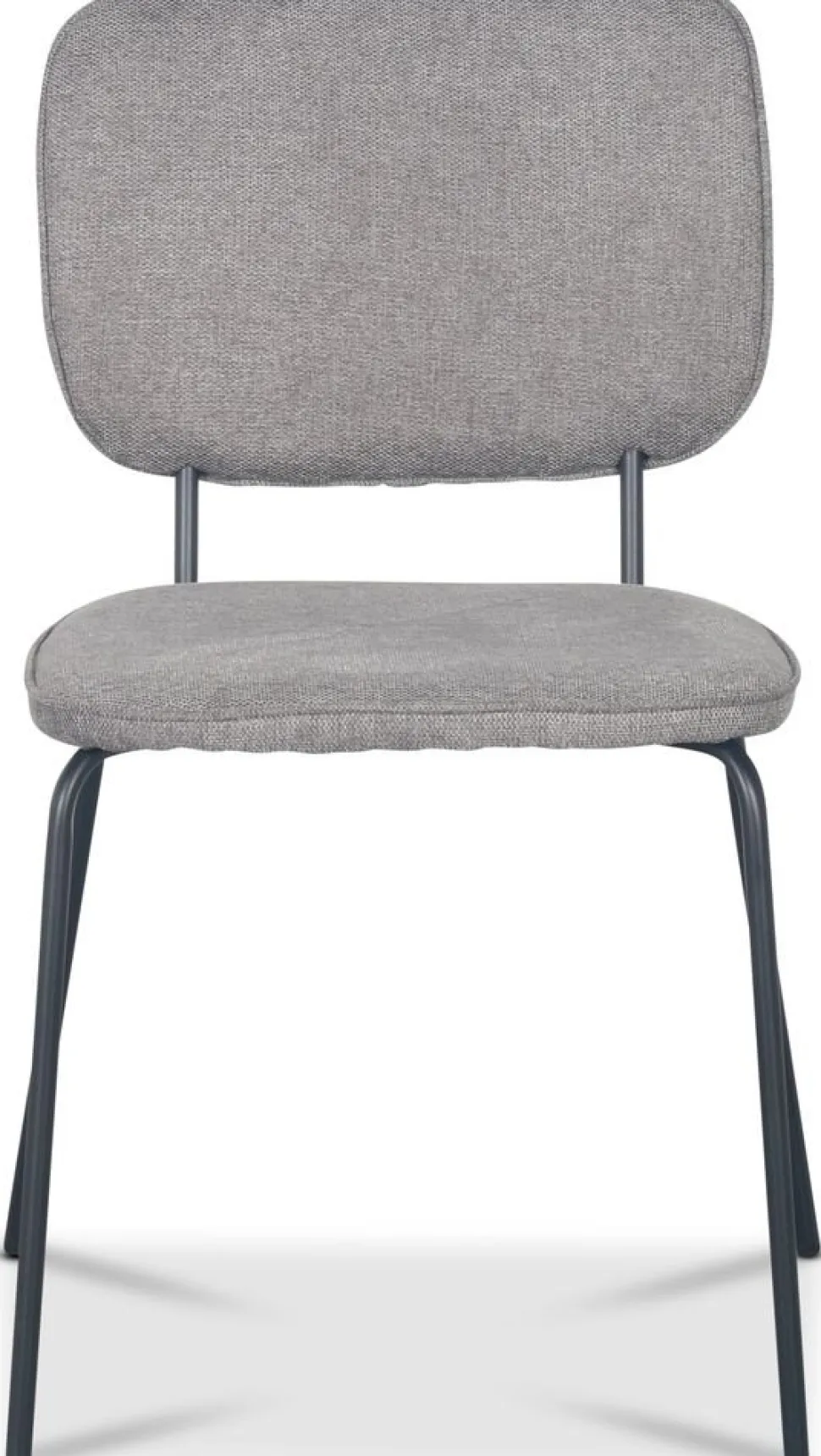 Stol i grått tyg med svarta ben