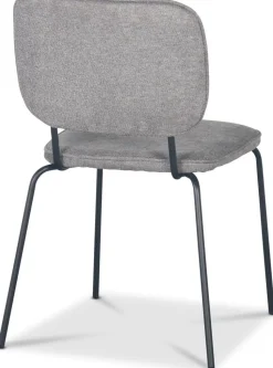 Stol i grått tyg med svarta ben