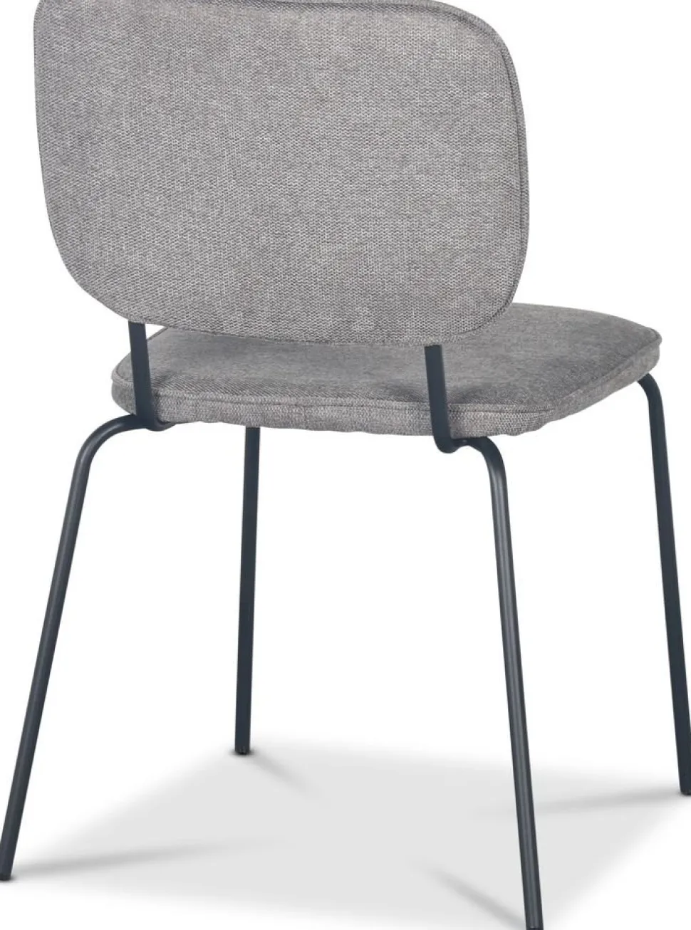 Stol i grått tyg med svarta ben