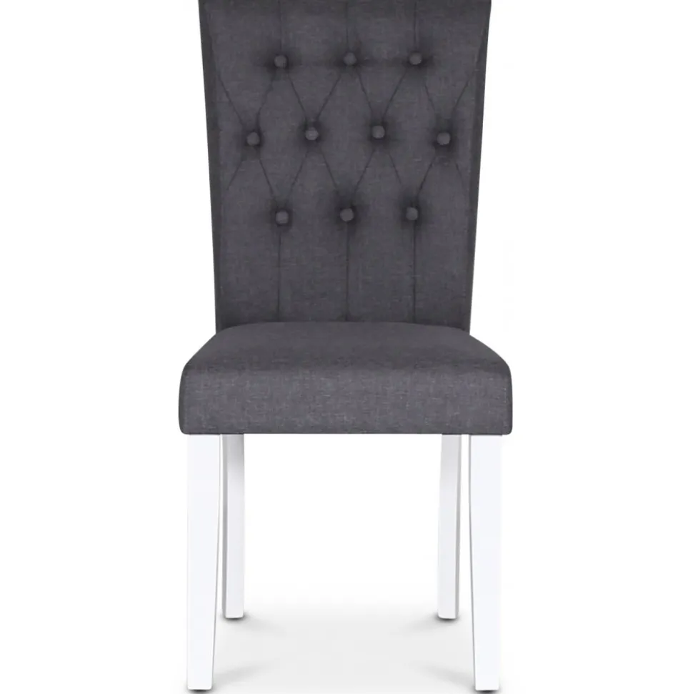 Stol i grått tyg med vita ben - Crocket + Möbeltassar