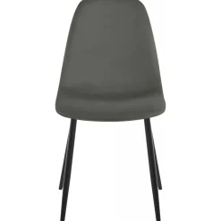 Stol i mörkgrå sammet med svarta ben + Möbeltassar