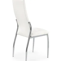Stol i vit PU med kromade ben