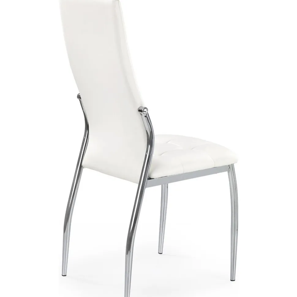 Stol i vit PU med kromade ben