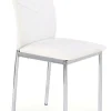 Stol i vitt konstläder med kromade ben