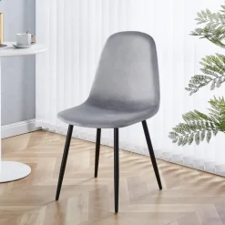 Stol ljusgrå sammet med svarta ben