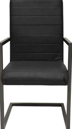 Stol med karm svart läder look