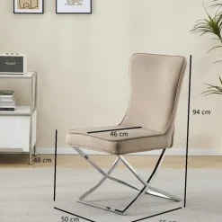Stol med kromade ben - beige sammet - Luxury