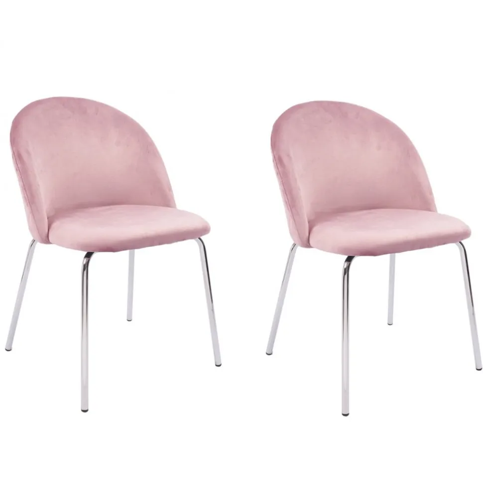 Stol rosa med kromade ben - Plaza + Möbeltassar