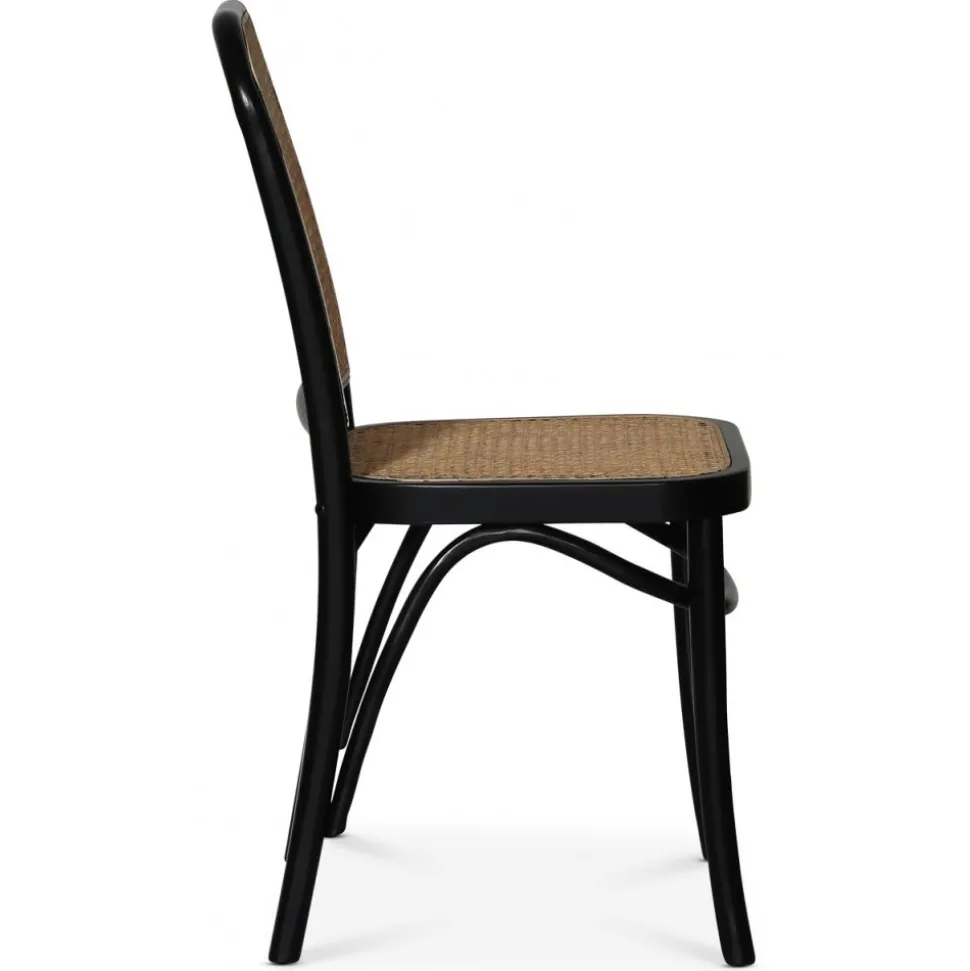 Stol svart med rotting i rygg och sits - Tone + Möbeltassar