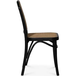 Stol svart med rotting i rygg och sits - Tone