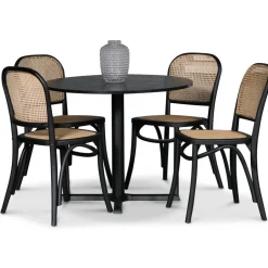 Stol svart med rotting i rygg och sits - Tone + Stolsdyna