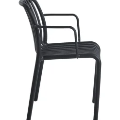 Stol svart plast stapelbar + Rengöringsmedel för utemöbler