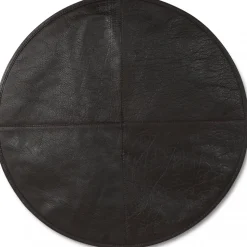 Stolsdyna i läder - Mörkbrun