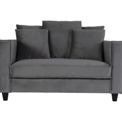 Stor fåtölj i mörkgrå sammet - 138 cm bred