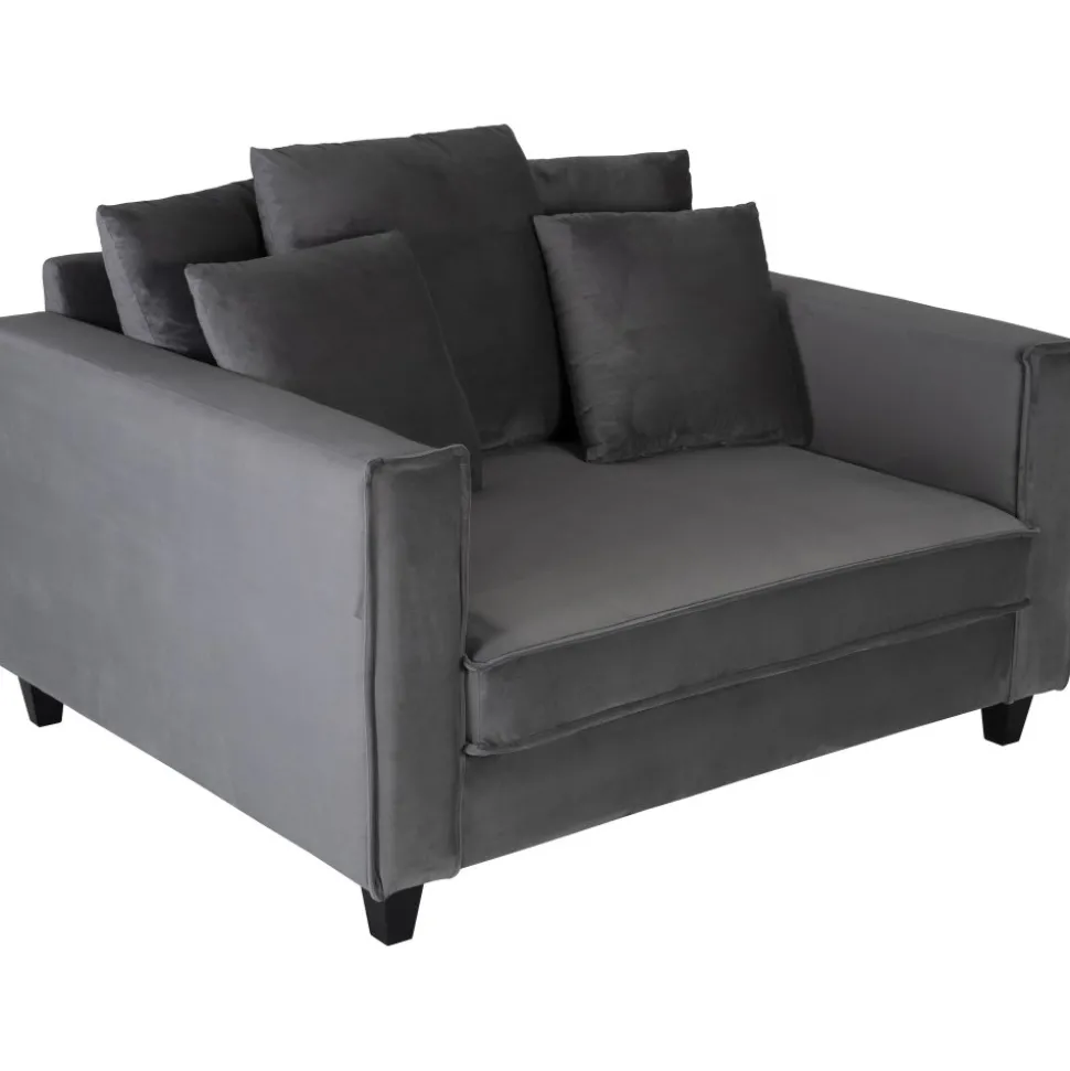 Stor fåtölj i mörkgrå sammet - 138 cm bred + Fläckborttagare för möbler