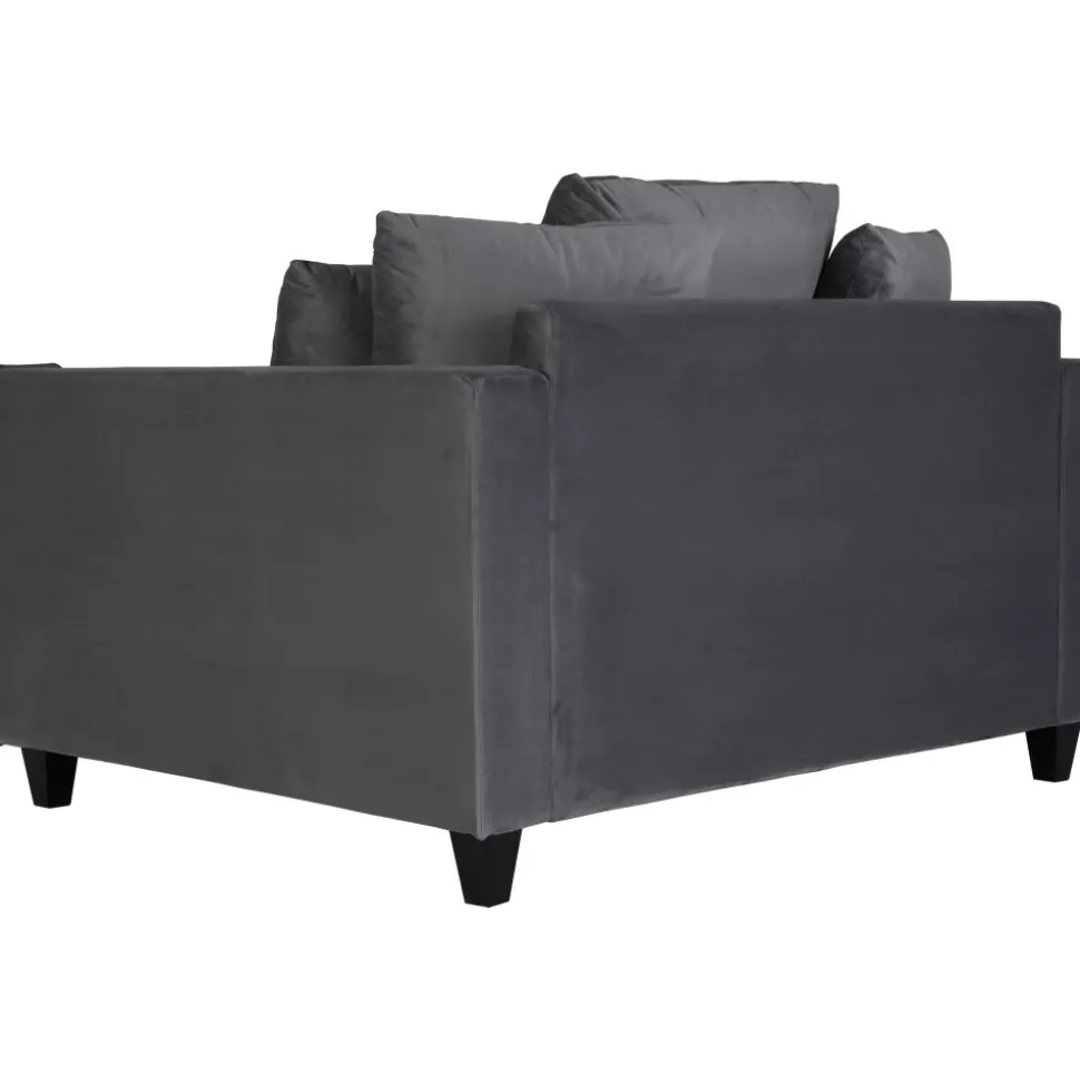 Stor fåtölj i mörkgrå sammet - 138 cm bred + Fläckborttagare för möbler