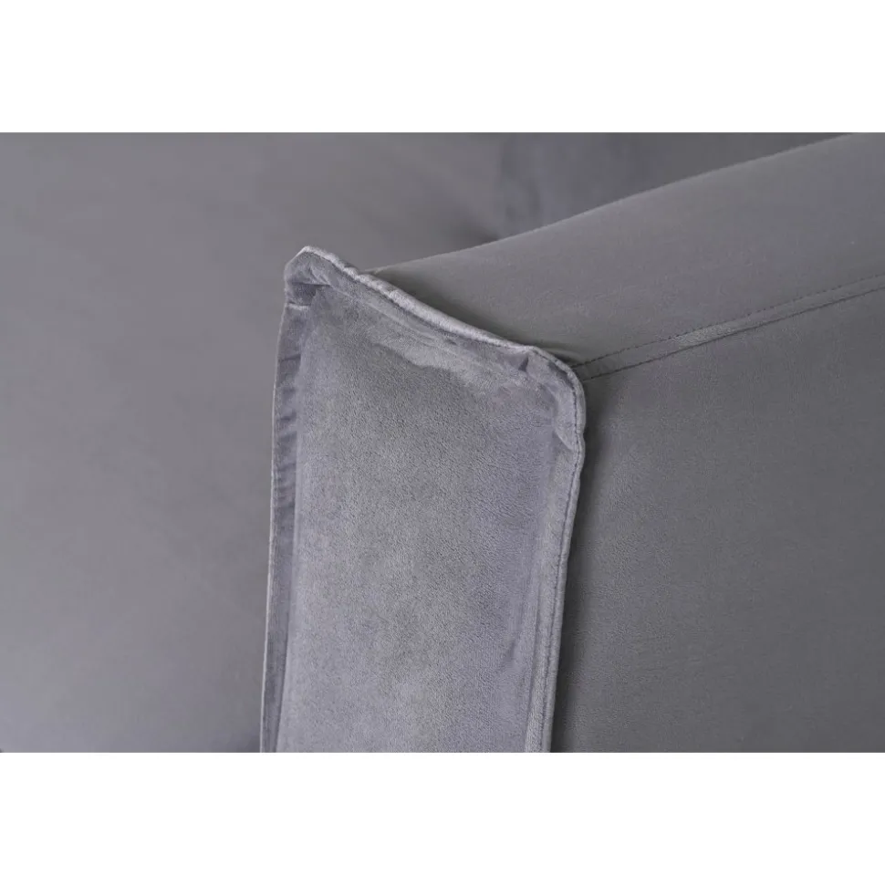 Stor fåtölj i mörkgrå sammet - 138 cm bred + Fläckborttagare för möbler