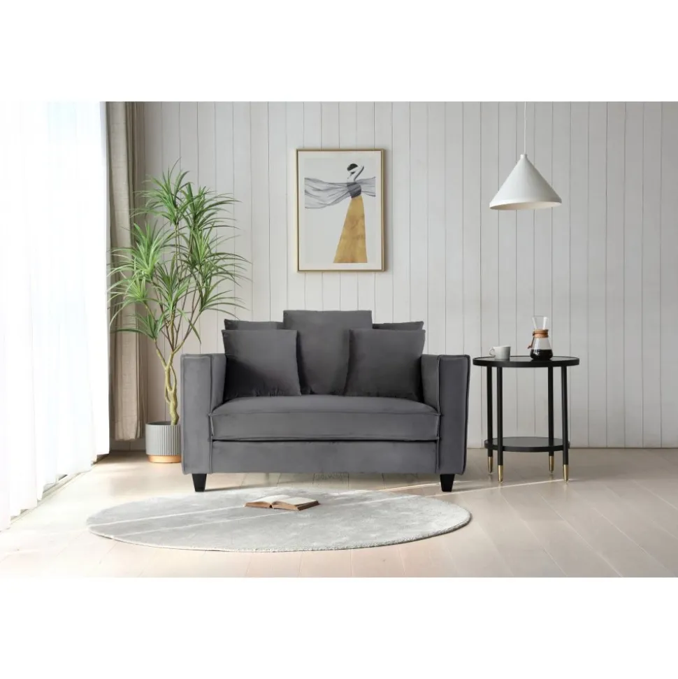 Stor fåtölj i mörkgrå sammet - 138 cm bred + Fläckborttagare för möbler