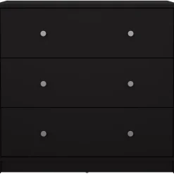 Svart byrå med 3 lådor 72,5 cm bred