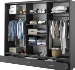 Svart garderob med inredning 250 cm