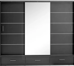 Svart garderob med inredning 250 cm