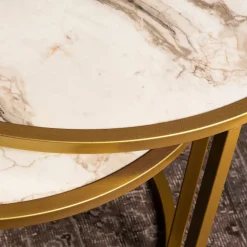 Tambur satsbord 66x43 | 80x50 cm - Guld/vit marmor