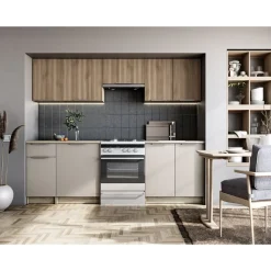 Tatiana komplett kök 240 cm - Grå/sonoma ek