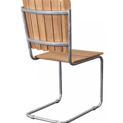 Teakstol med galvat stål, stapelbar - Möllan