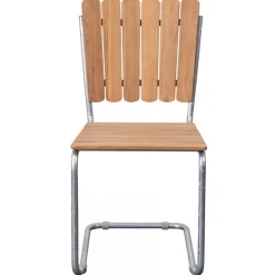 Teakstol med galvat stål, stapelbar - Möllan + Textilskydd för utemöbler