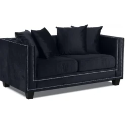 Tempel 2-sits soffa med nitar i svart sammet