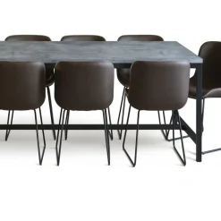 Texas matgrupp med 8 st Texas matstolar Brun PU + Texas matbord betong 200x100 cm + 8.00 x Stolsdyna