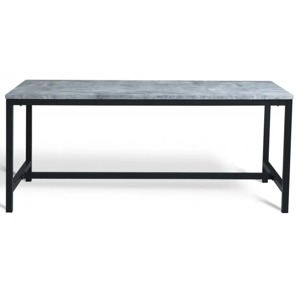 Texas matgrupp med 8 st Texas matstolar Svart PU + Texas matbord betong 200 cm + 8.00 x Stolsdyna