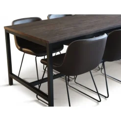 Texas matgrupp med 6 st Texas matstolar Brun PU + Texas matbord mörkbrun ek 180x90 cm