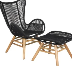 Tingeling fåtölj - Svart/Natur + Textilskydd för utemöbler
