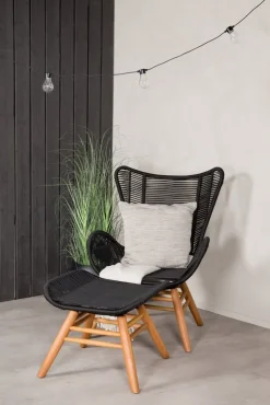 Tingeling fåtölj - Svart/Natur + Textilskydd för utemöbler