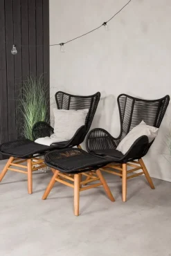 Tingeling fåtölj - Svart/Natur + Textilskydd för utemöbler