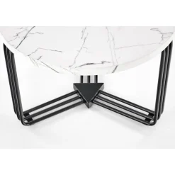 Tisvilde soffbord Ø55 cm - Vit marmor/svart