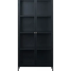 Toddy svart metallskåp med glasdörrar H190 cm