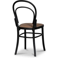 Tona svart stol i böjträ med rottingsits