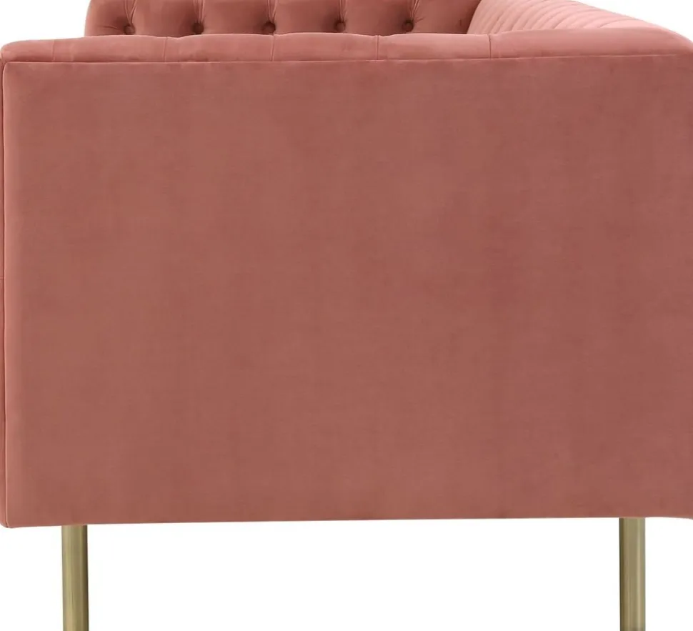 Toto 3-sits rosa soffa med guldiga ben