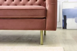 Toto 3-sits rosa soffa med guldiga ben