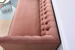 Toto 3-sits rosa soffa med guldiga ben