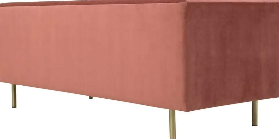 Toto 3-sits rosa soffa med guldiga ben