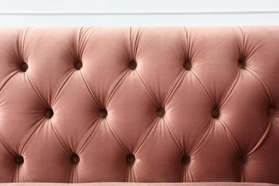 Toto 3-sits rosa soffa med guldiga ben