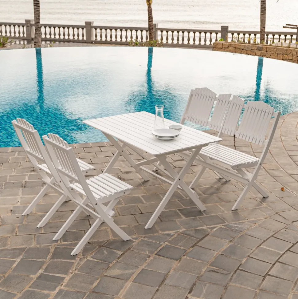 Trädgårdssoffa Vit - Haväng + Textilskydd för utemöbler