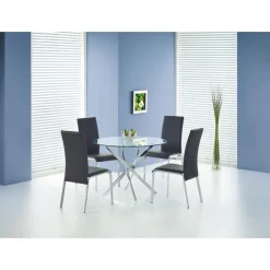 Trend runt glasbord Ø100 cm med kromat underrede + Textilrengöring för möbler